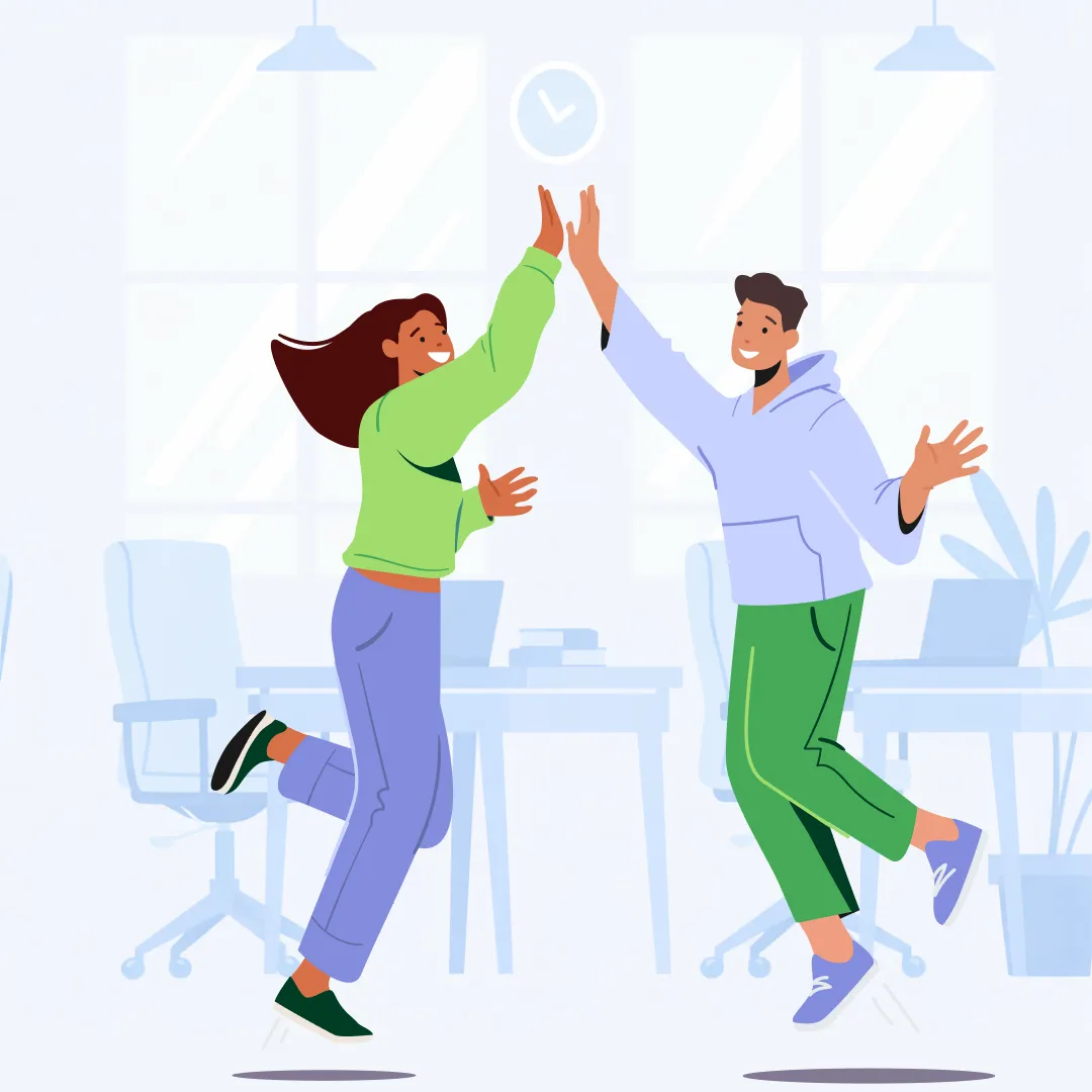 Deux employés qui se tappent dans la main