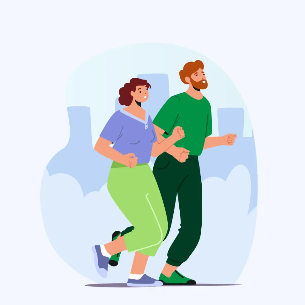 Deux personnes qui courent en nature